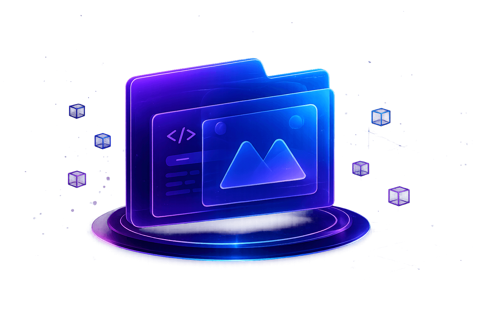 Futuristic portfolio showcase illustration